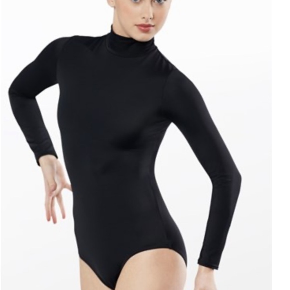 Weissman Mock neck long sleeve leotard XSA black New
